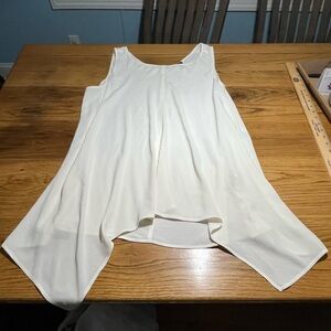 Eileen Fisher Cream Silk Handkerchief Hem Sleeveless Top Size XL